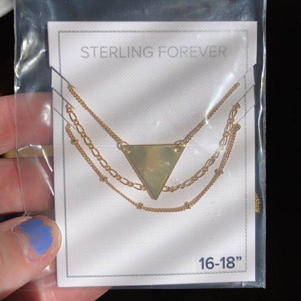Sterling Forever Triple Chain Layered Triangle - Picture 3 of 4